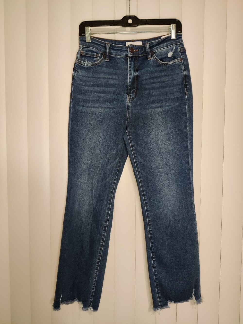 Vervet High Rise Frayed Hem Crop Flare Jeans